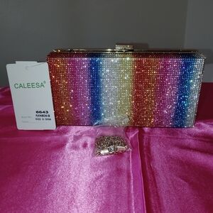 CALE Rainbow Crystal Evening Clutch